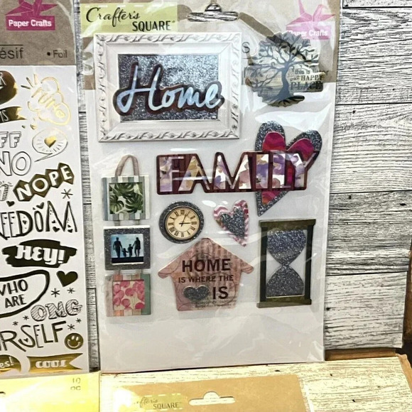 Crafter's Square Stickers Lot Of 4 - Home, Family Glitter Dimensional, Foil - Picture 5 of 8